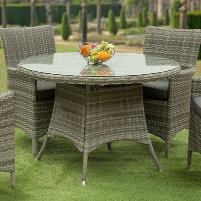 Sarasota 4 Seat Rattan Garden Dining Set with Aluminium Frame in Grey