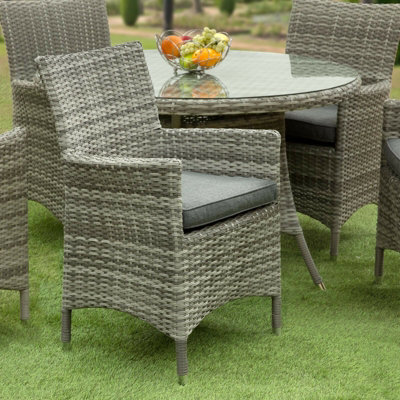 Sarasota 4 Seat Rattan Garden Dining Set with Aluminium Frame in Grey - 3