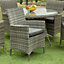 Sarasota 4 Seat Rattan Garden Dining Set with Aluminium Frame in Grey