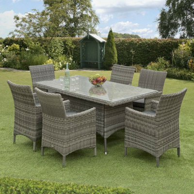 Rattan rectangular deals dining set