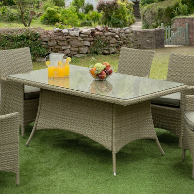 Sarasota 6 Seat Rattan Rectangular Garden Dining Set with