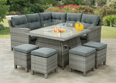 Gas fire pit corner best sale dining set