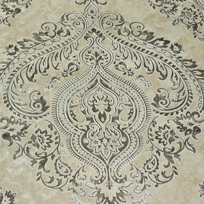 Sartoria Athena Damask Beige & Brown Glitter Wallpaper LT7703