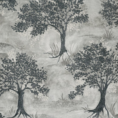 Sartoria Sherwood Silver/Grey Wallpaper