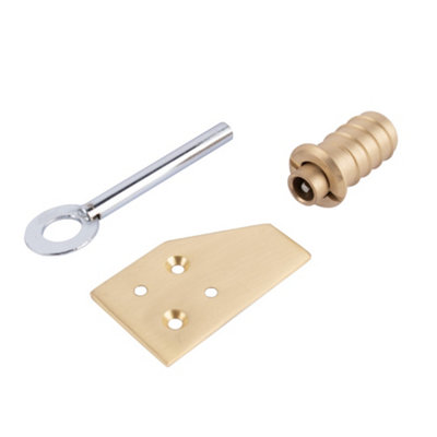Sash Heritage Flush Lock Sash Stop with Key - Satin Brass