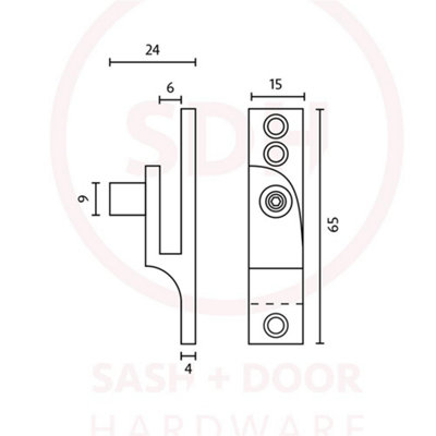 Sash Heritage Locking Keep for Straight Arm Fastener Narrow - Black
