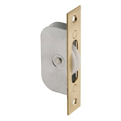 Sash Window Axle Pulley 42mm Nylon Wheel 119 x 25mm Forend Polished Brass