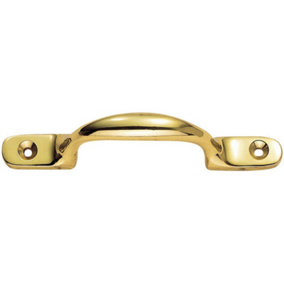 Sash Window Bow Shaped Lift Handle 158 x 12mm 30mm Proj Polished Brass