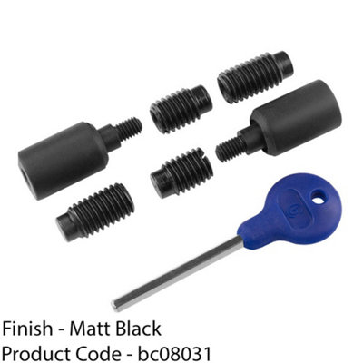 Sash Window Stop Lock Set with Key 25 x 16mm Window Restrictor Matt Black