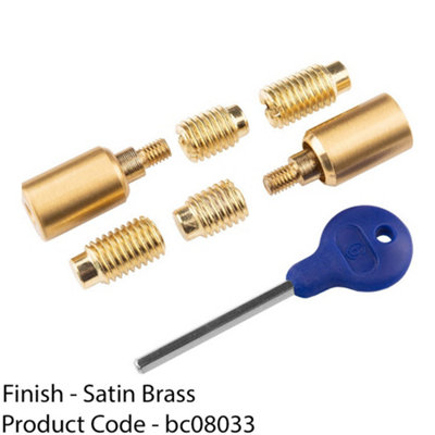 Sash Window Stop Lock Set with Key 25 x 16mm Window Restrictor Satin Brass