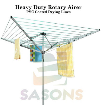 SASONS 60M 4 Arm Heavy Duty Rotary Washing Line with Ground Spike & Protective Cover  Outdoor Clothes Airer