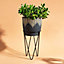 Sass & Belle Black Sgrafitto Planter With Wire Stand