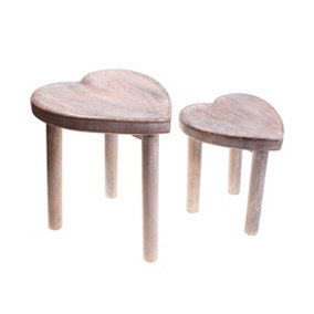 Sass & Belle Brown Heart Stools - Set of 2