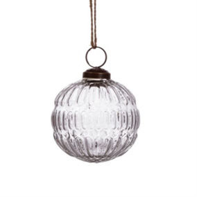 Sass & Belle Clear Recycled Glass Grooved Bauble