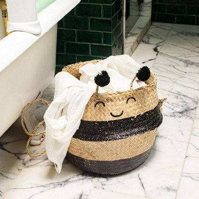 Sass & Belle Cute Bee Storage Basket Space Saving Organiser Home Laundry  Hamper