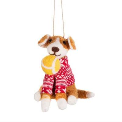 Sass & Belle Dog with Ball Felt Decoration Price Comparisons | Compare The Build