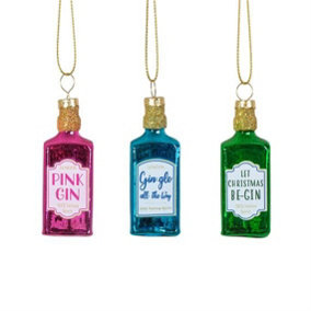 Sass & Belle Gin Bottles Mini Bauble Set