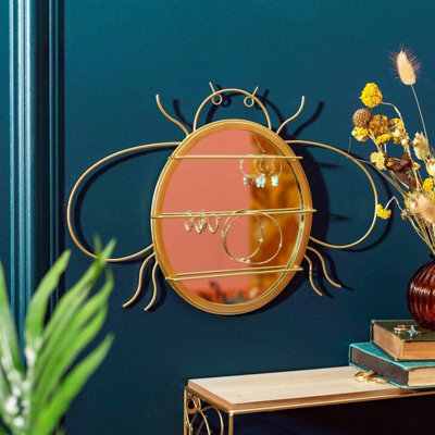 Sass & Belle Gold Bee Mirror & Jewellery Hanger - Gold