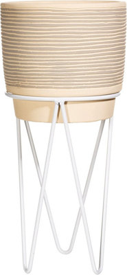 Sass & Belle Grey Striped Planter With Wire Stand