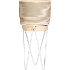 Sass & Belle Grey Striped Planter With Wire Stand