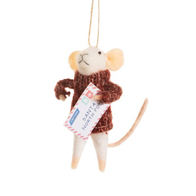 Sass & Belle Mouse With Letter To Santa Felt Decoration