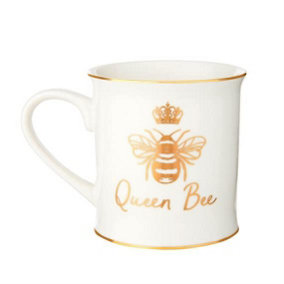 Sass & Belle Queen Bee Mug In White with Gold Details