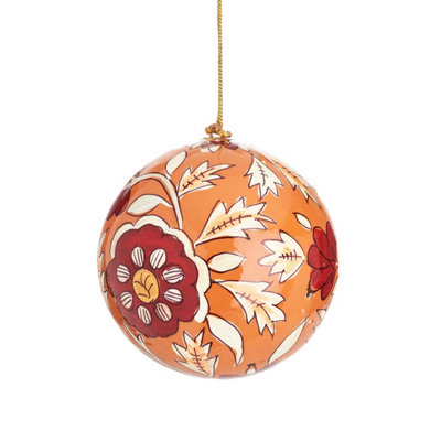 Sass & Belle Retro Floral Papier Mache Bauble