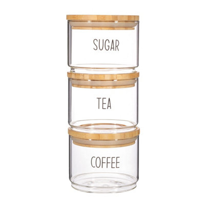 Sass & Belle Tea, Coffee, Sugar Stacking Jars - Set Of 3