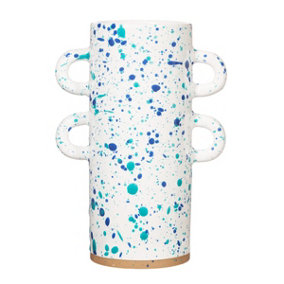 Sass & Belle Turquoise And Blue Splatterware Large Vase
