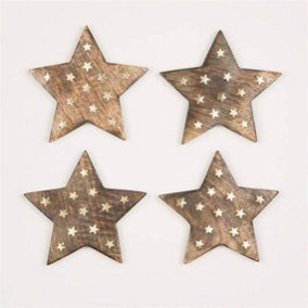 Sass & Belle Wooden Star Coasters with Brass Inlay - Set of 4