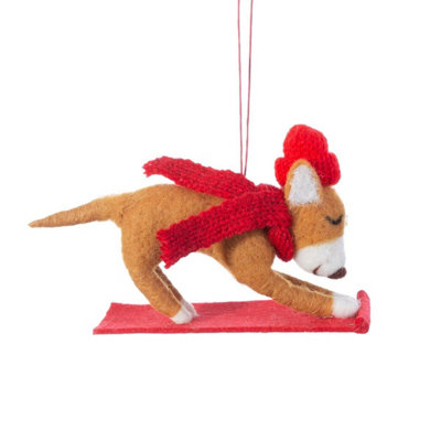 Sass & Belle Yoga Downward Dog Felt Decoration