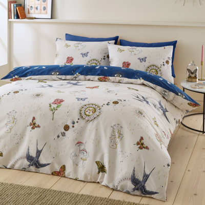 Sassy B Astrology Reversible Double Duvet Cover Set with Pillowcases Cream
