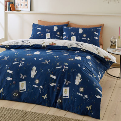 Sassy B Astrology Reversible Double Duvet Cover Set with Pillowcases Cream