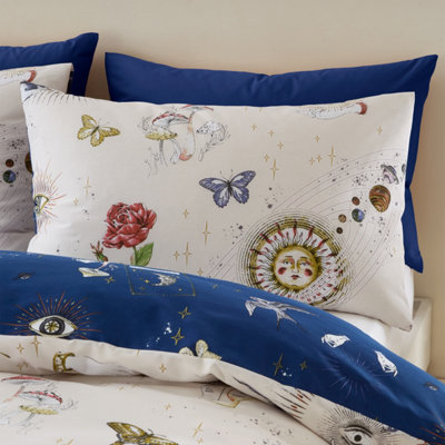 Sassy B Astrology Reversible Double Duvet Cover Set with Pillowcases Cream