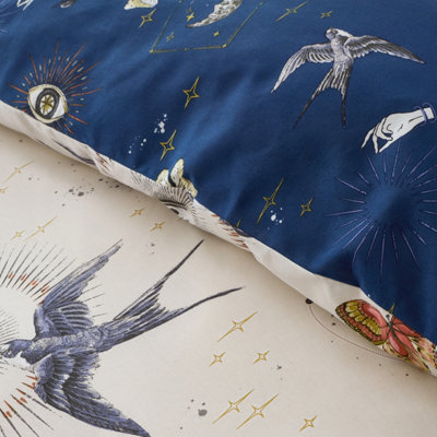 Sassy B Astrology Reversible Double Duvet Cover Set with Pillowcases Cream