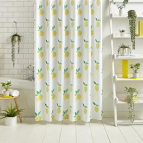 Sassy B Bathroom Lemon Zest 180x180cm Shower Curtain Yellow
