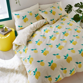 Sassy B Bedding Lemon Zest Double Duvet Cover Set with Pillowcases Yellow