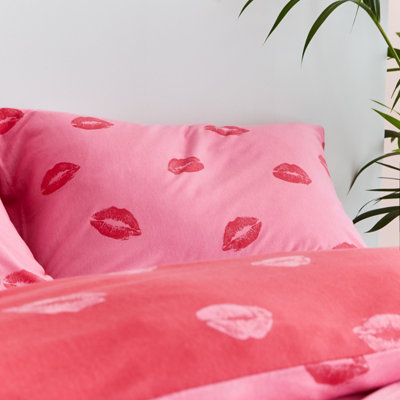 Sassy B Bedding Pouting Lips Jersey Duvet Cover Set with Pillowcases Pink