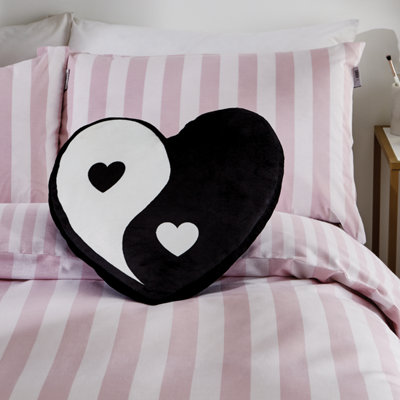 Sassy B Living Yin To My Yang Heart Shaped Cushion Black and White