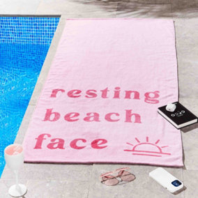 Sassy B Resting Beach Face 76x160cm Beach Towel Pink