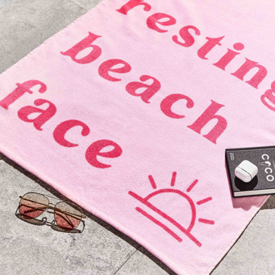 Sassy B Resting Beach Face 76x160cm Beach Towel Pink
