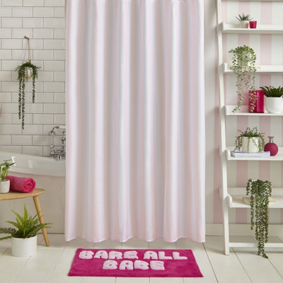 Sassy B Stripe Tease Stripe 180x180cm Shower Curtain Pink Price Comparisons | Compare The Build