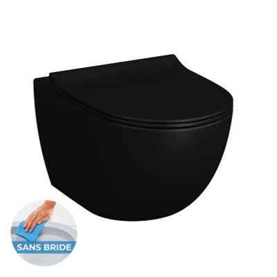 SAT Infinitio rimless wall-hung toilet with softclose seat, Matte black ...