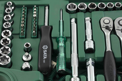 Sata 128Pc 1/4, 3/8 And 1/2 Drive 6 Point Metric Socket Wrench Set