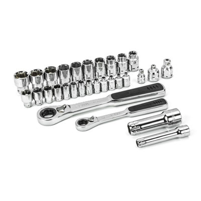 Sata 30Pc 1/4 And 3/8 Drive 6 Point Metric Pass-Thru Ratchet Socket Set