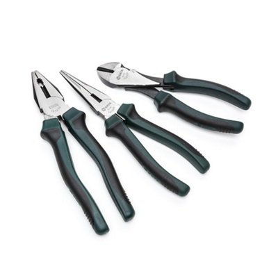 Sata 3Pc Pliers Set - Clear Anti Rust Coating Two-Tone Anti Slip Handle