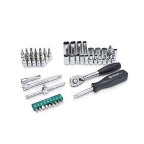 Sata 52Pc 1/4 Drive 6 Point Metric Socket Set Ratchet With Quick Release