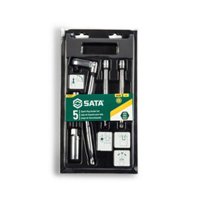 Sata 5Pc 3/8 Drive Metric Spark Plug Socket Set Offset Flex Head Ratchet