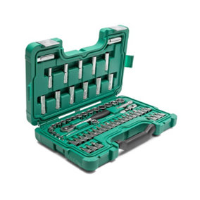 Sata 60Pc 3/8 Drive 6 Point Metric Socket Set Ratchet With Quick Release