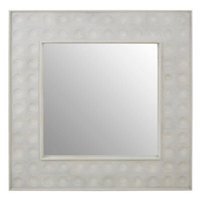 Satara Wall Mirror, White, Wood, Glass